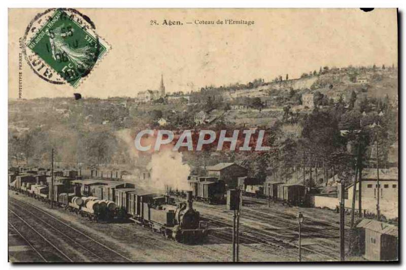 Postcard Old Train Locomotive Agen Coteau s & # 39ermitage