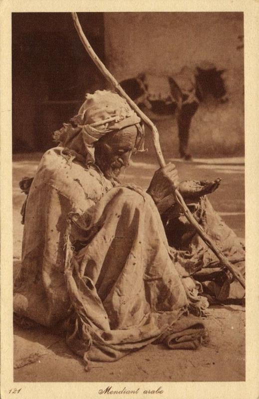 Native Arab Beggar at Work, Arab Beggar (1920s) L. & L. 121