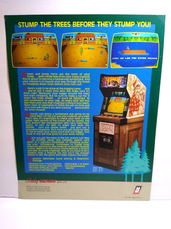 Timber Video Arcade Game Flyer 1984 Original Promo Sales Sheet Retro Vintage