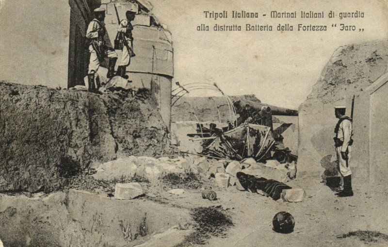 PC CPA LIBIA, TRIPOLI, MARINAI ITALIANI DI GUARDIA, Vintage Postcard (b16633)