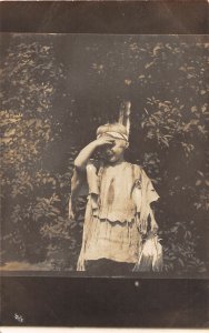 G64/ Native American Indian Child Costume RPPC c1910 Postcard Scout 11