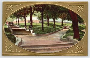Harrisburg PA Walk In Capitol Park Golden Frame Postcard C32