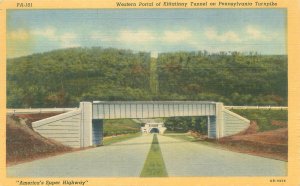 Pennsylvania Turnpike Kittatinny Tunnel Western Portal Linen Postcard Unused