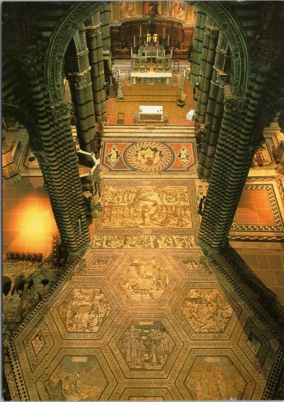 postcard Siena Italy - Siena Cathedral - view of marble floor