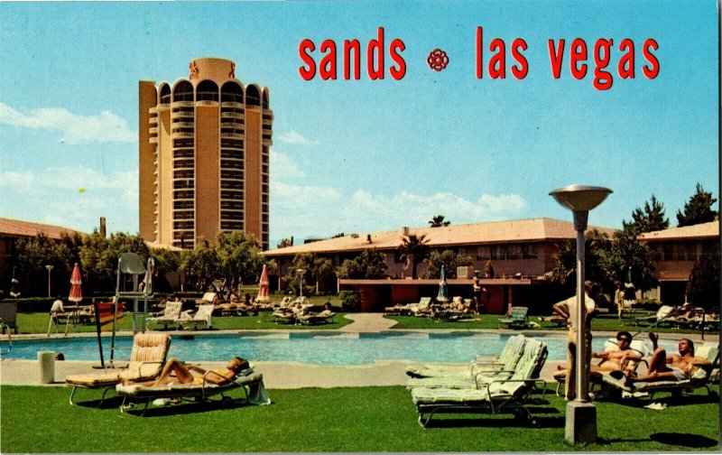 Poolside at the Sands Hotel On the Strip Las Vegas NV Vintage Postcard N40