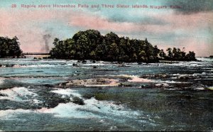 New York Niagara Falls Rapids Above Horshoe Falls and Three Sister Islands