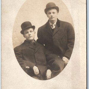 1907 Handsome Gentleman Portrait RPPC Cool Classy Chillin Friend Bros Photo A212