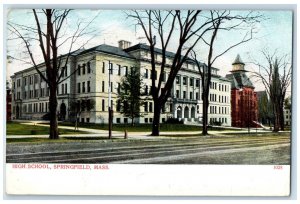 1908 High School Building Panoramic View Springfield Massachusetts MA Postcard