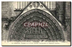 Old Postcard Poitiers Cathedral Eardrum of the Central Gate representing the ...
