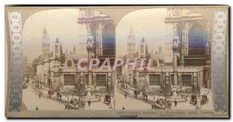 Photo Stereoscopic King & # 39s Entrance to Westminster Abbey London England