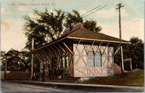 K12/ Oakland beach Rhode Island Postcard c1910 Railroad Depot Station 355