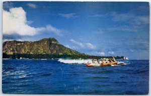 M-59471 Outrigger Canoeing At Waikiki with Diamond Head Honolulu Hawaii