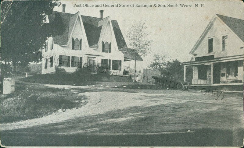 South Weare, New Hampshire - Post Office, General Store 1924 - NH Postcard 