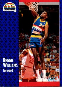 1991 Fleer Basketball Card Reggie Williams Forward Denver Nuggets sun0645