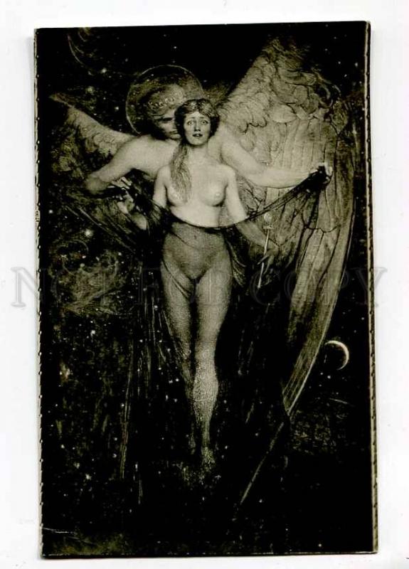 257164 Richard STONE Winged DEATH & NUDE Witch Vintage SALON