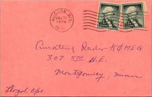 Vintage Postcard QSL Ham Radio Hudson Wisconsin W9LQC St. Croix 1958 JT12