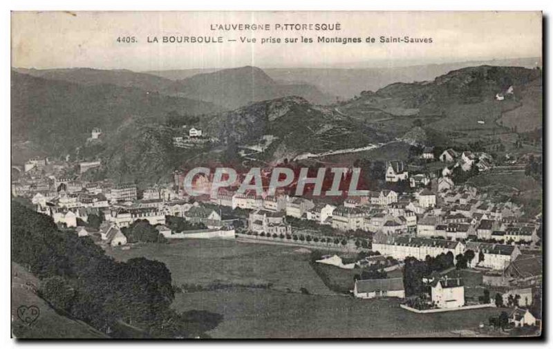 Old Postcard LA BOURBOULE - View taken on the Mountains of Saint-Sauves