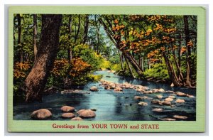 Generic Scenic Greetings Your Town And State Dealer Card UNP Linen Postcard M20