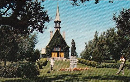 Canada Nova Scotia Church Of Saint Charles And Statue Of Evangeline Grand Pre