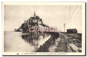 Old Postcard Mont St Michel View Taking the Train Digue