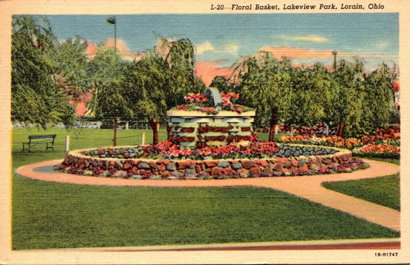 Ohio Lorain Lakeview Park Floral Basket 1951 Curteich