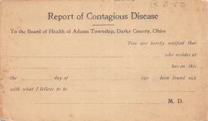 J78/ Darke County Ohio Postcard c1910 Contagious Disease Greenville 362