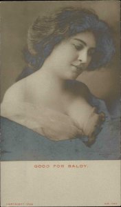 Beautiful Woman Voluptuous Good for Baldy c1905 Vintage Postcard
