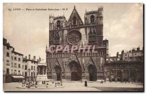 Old Postcard Lyon Place and Cathedrale Saint Jean