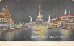 Night Scene in Dreamland Coney Island, NY, USA Amusement Park 1905 