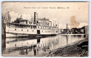 1907 SALISBURY MD STEAMER VIRGINIA WICOMICO RIVER DELMAR ALBERT SMITH POSTCARD