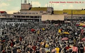 A Crowded Beach ATLANTIC CITY New Jersey c1910s Vintage Postcard