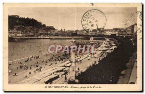 Old Postcard San Sebastian Paseo there Playa de la Concha