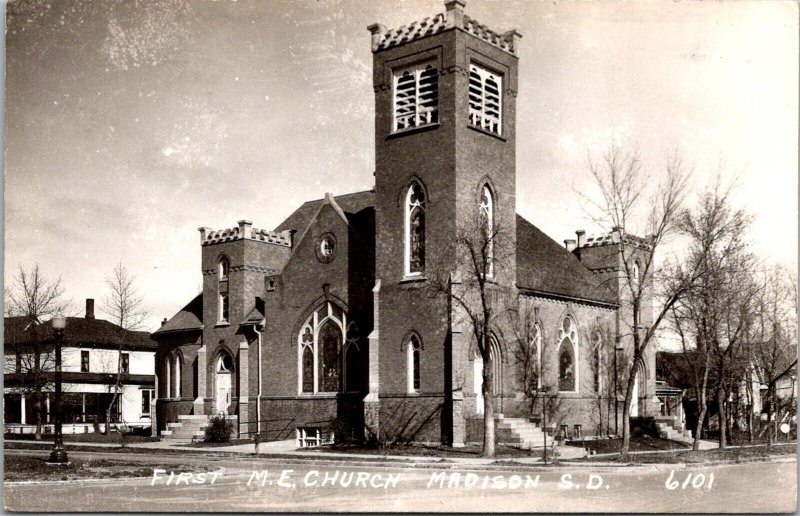 RPPC First Methodist Episcopal Church Madison SD Vintage Postcard V73