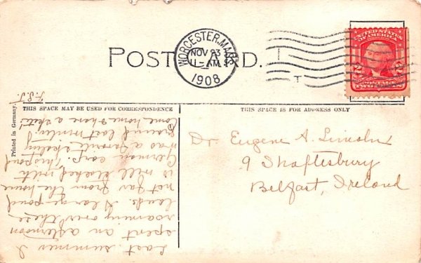 Entrance Driveway to the Aspinwall Worcester, Massachusetts Postcard