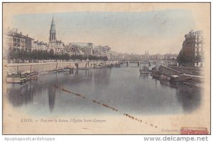 France Lyon Vue sur la Saone l'Eglise Saint-Gorges 1906