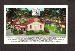 FL Lowe's Lowes Camp Ground Cabins St Petersburg Florida Postcard
