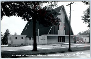 c1950s Strawberry Point, IA RPPC St. Mary's Catholic Church Photo Postcard A105