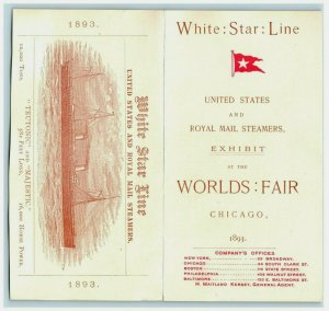 1893 World's Fair Folder White Star Line RMS Teutonic & Majestic 7J
