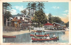 Webster Massachusetts Beacon Park Pavilion and Boat Landing Postcard JF235063