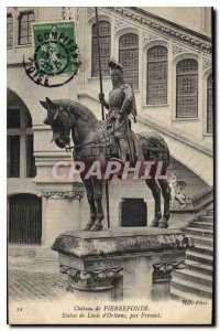 Old Postcard Chateau de Pierrefonds Louis Statue Orleans by Fremiet