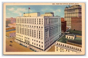 Post Office Building Detroit Michigan MI UNP Linen Postcard B19