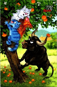 Spain World Trip Bull Orange Tree Blue Cat a/s Rina Zeniuk House of Postcards