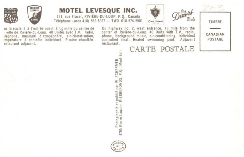 Canada Riviere du Loup  Motel Levesque