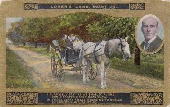 Romantic Couple In Carriage Lover's Lane Saint Jo Card No 4