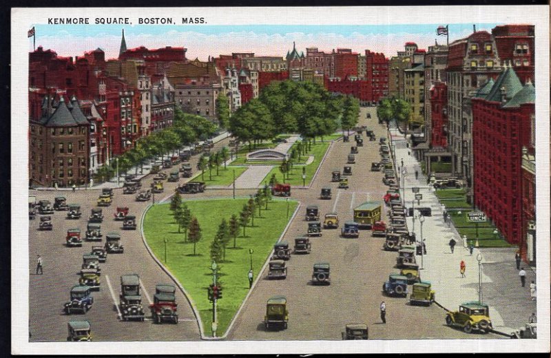 Massachusetts BOSTON Street View of Kenmore Square older cars - LINEN