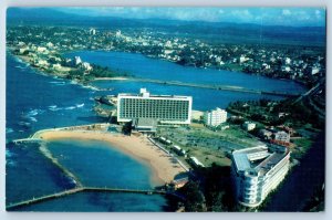 San Juan Puerto Rico Postcard Flying Clipper Aerial View c1950's Vintage Posted