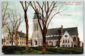 1917 Augusta Maine ME Saint Mark's Episcopal Church Grounds View Posted Postcard