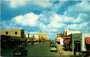 Vtg Harlingen Texas TX View of Jackson Street Old Cars Shops 1950s Postcard