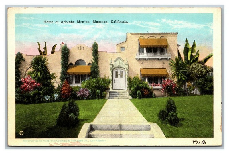 Vintage 1910's Postcard Home of Adolphe Menjou Sherman California 