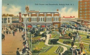 Asbury Park New Jersey Golf Courses Boardwalk Star Tichnor 1942 Postcard 21-8293